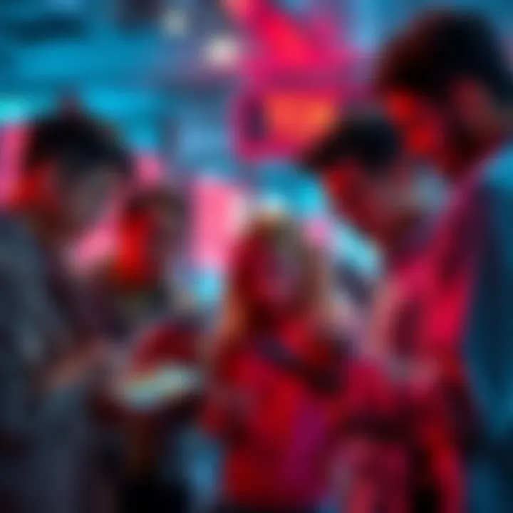 A group of people discussing popular TikTok trends while scrolling through their phones