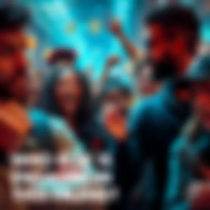 People engaging in a trending activity A diverse group of individuals participating in a popular trend, showcasing various reactions and interactions.