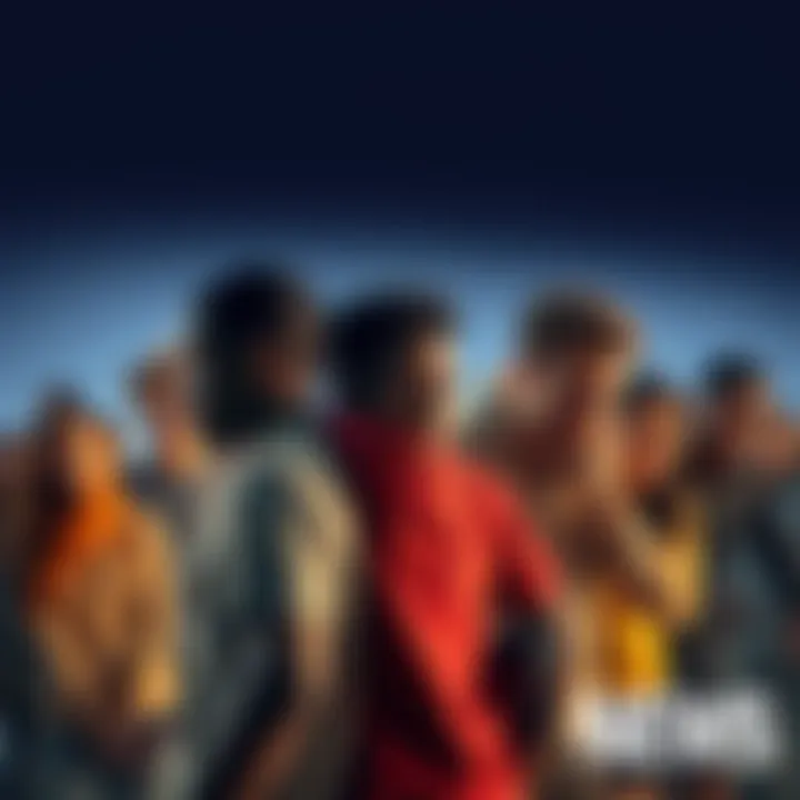 A diverse group of people supporting each other in a difficult situation, showing resilience and teamwork