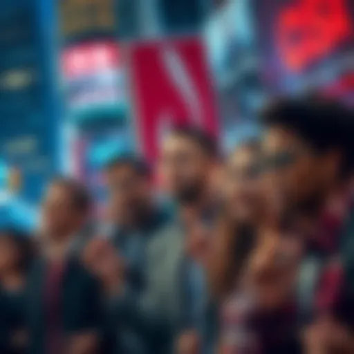 A diverse group of people expressing frustration in a city setting