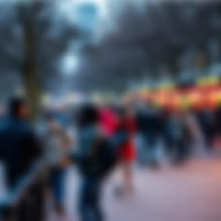 A group of people enjoying a crowded park without masks, engaging in conversation and socializing openly