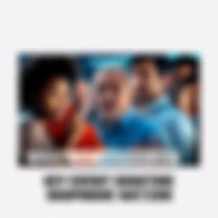 People reacting to news A group of diverse people discussing recent events with serious expressions