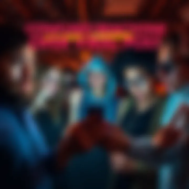 Group of people showing mixed emotions while looking at a phone