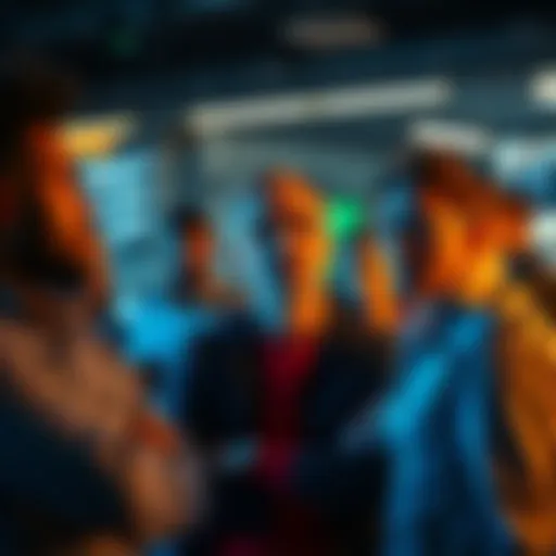 A group of people looking puzzled at a screen showing recent updates.