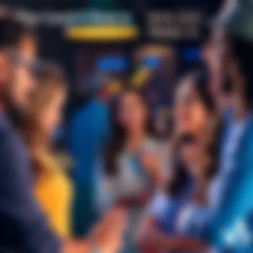 People in a discussion about relationship roles A group of people engaged in a lively conversation about top and bottom roles in relationships, showcasing various expressions and dynamics.