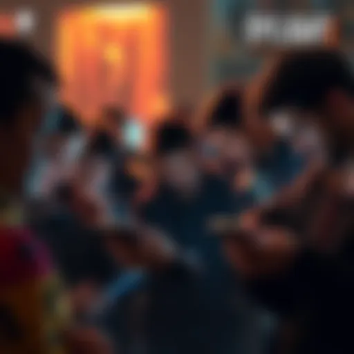 A group of people looking at their devices, searching for a free key to Dying Light 2: Ultimate Edition