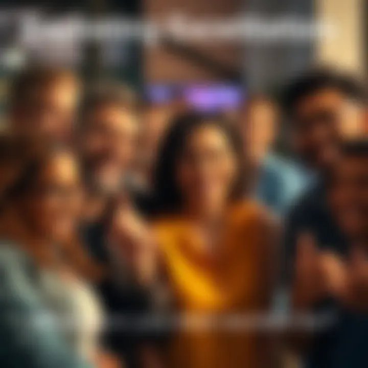 A group of diverse people smiling and discussing their excitement about personal milestones and events