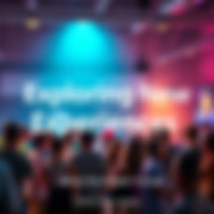 People sharing experiences in a forum A group of people discussing and sharing their new experiences at a community gathering.