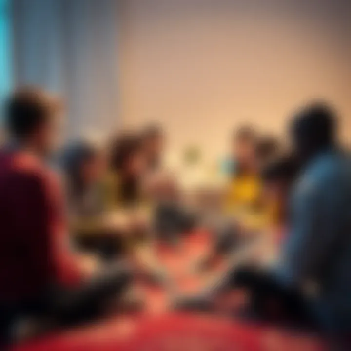 A group of diverse individuals sitting in a circle, sharing their personal sad stories, showing empathy and support for each other.