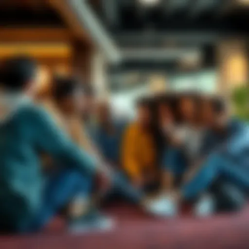 A group of diverse people sitting together, discussing their everyday challenges and fostering a sense of community.