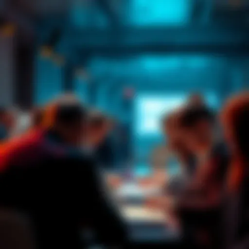 A group of people engaged in signing comments on a forum to express their opinions.