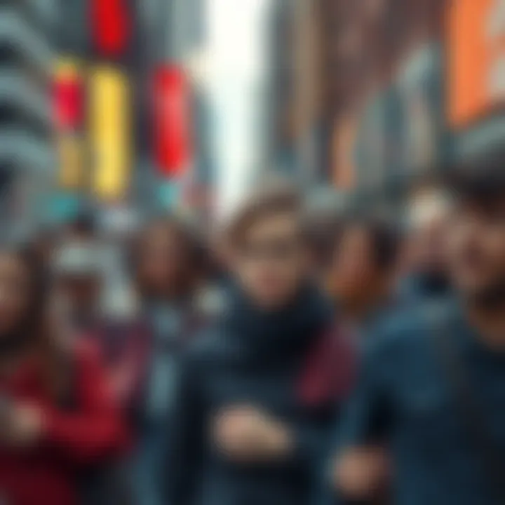 A group of diverse people on a city street showing signs of concern and hopelessness, reflecting the challenges of today's world.