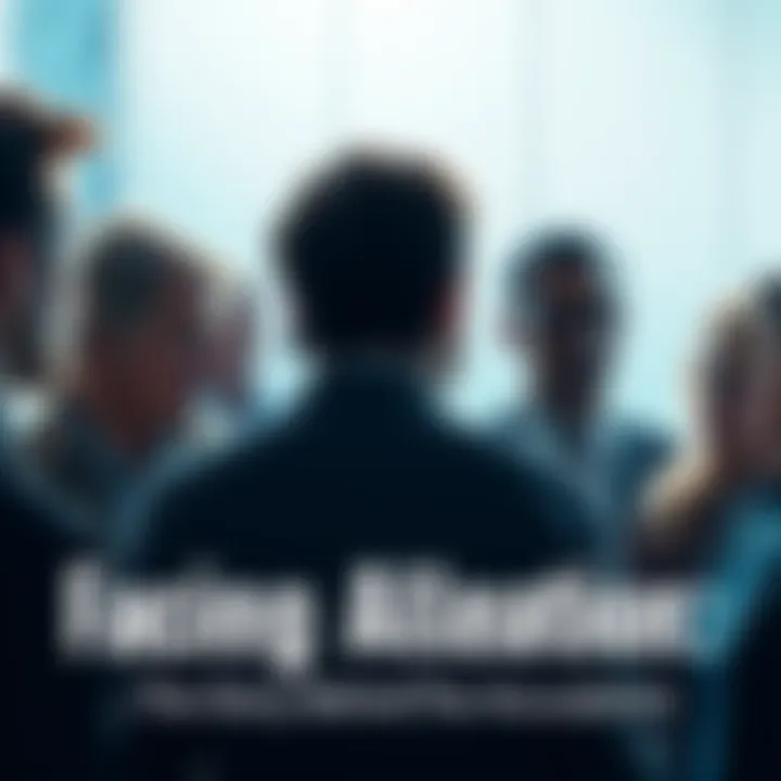 A group of people engaged in a serious conversation about recent allegations