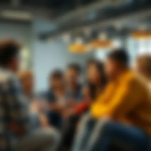 People discussing their goals A group of diverse people sharing their aspirations in a casual setting