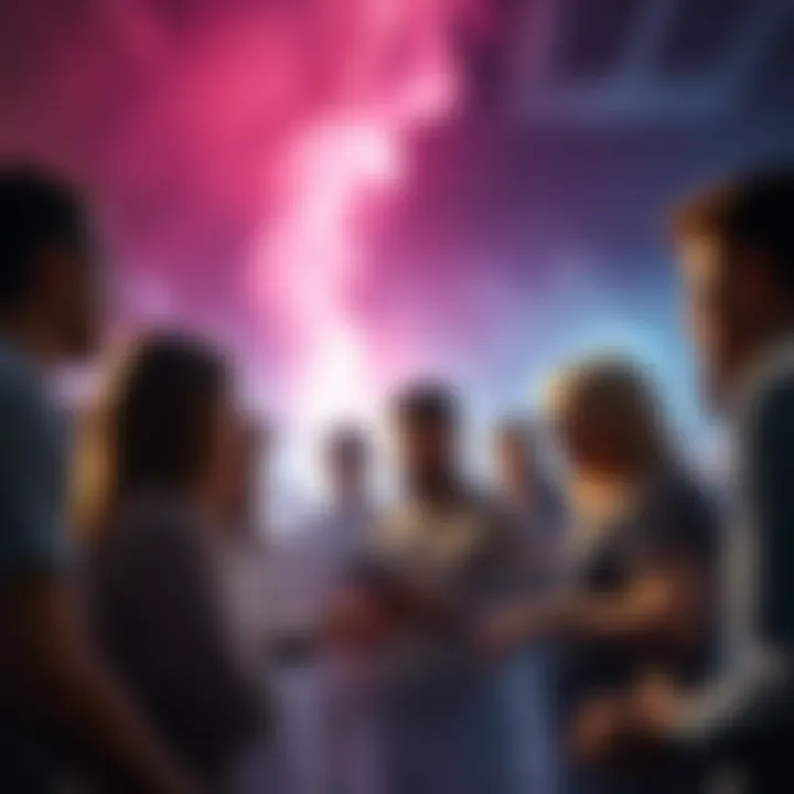 A group of people engaging in a heated discussion about strange occurrences in their community.