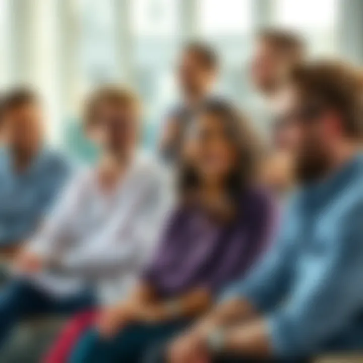 A group of people sitting together, sharing their thoughts about tasks they find easy or difficult, with smiles and thoughtful expressions.