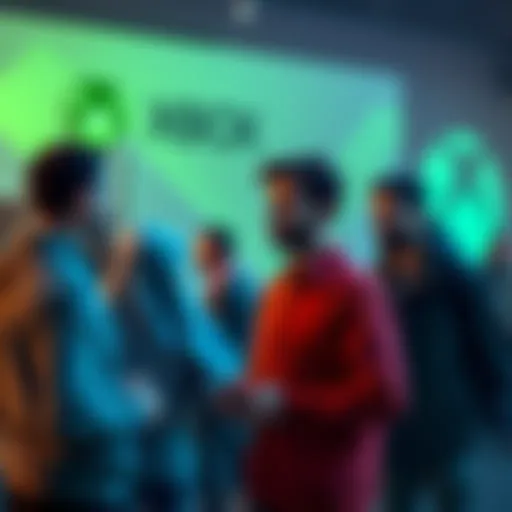 A group of people engaged in a conversation about the future of Xbox and potential buyers if Microsoft sells it.