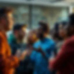 A group of diverse individuals in a lively conversation, expressing concerns and ideas, embodying the phrase 'Anyone else?'