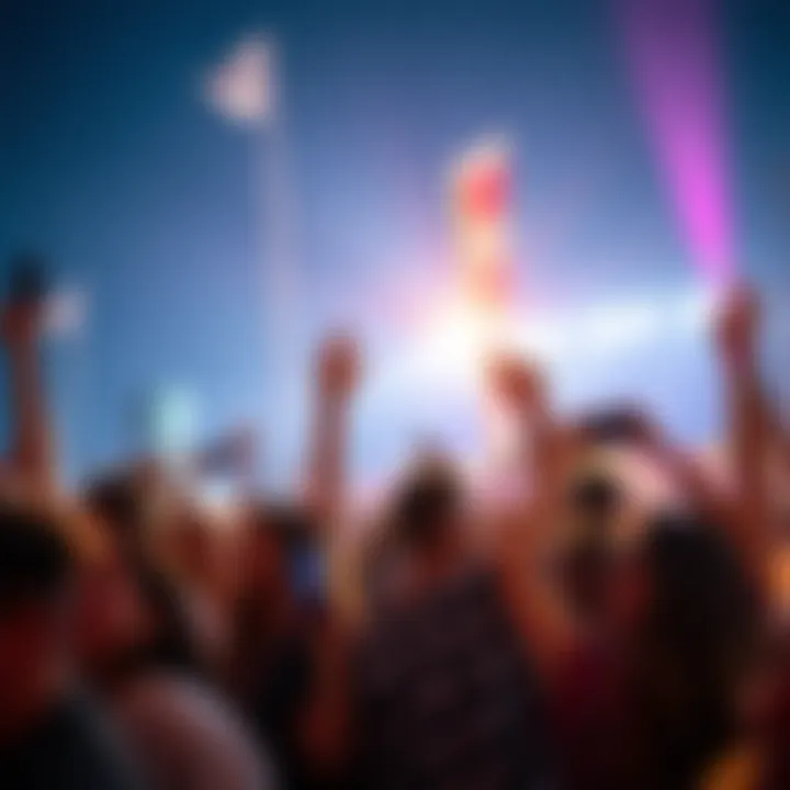 A group of happy attendees celebrating at a lively outdoor event