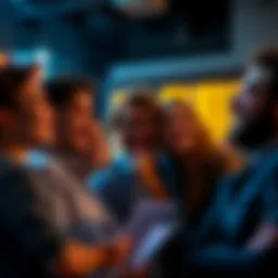 People laughing and thinking about research findings A group of people sharing laughs while discussing survey results, showing a mix of humor and surprise