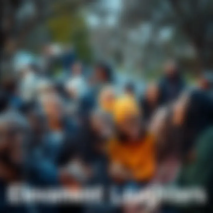 A group of diverse people sharing laughter in a park, enjoying each other's company and fostering connections.