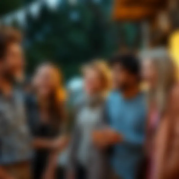 People laughing together A group of friends sharing a laugh outdoors, enjoying light moments of humor