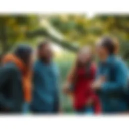 Group of friends laughing and enjoying a moment together in a park, showing the joy of humor in daily life