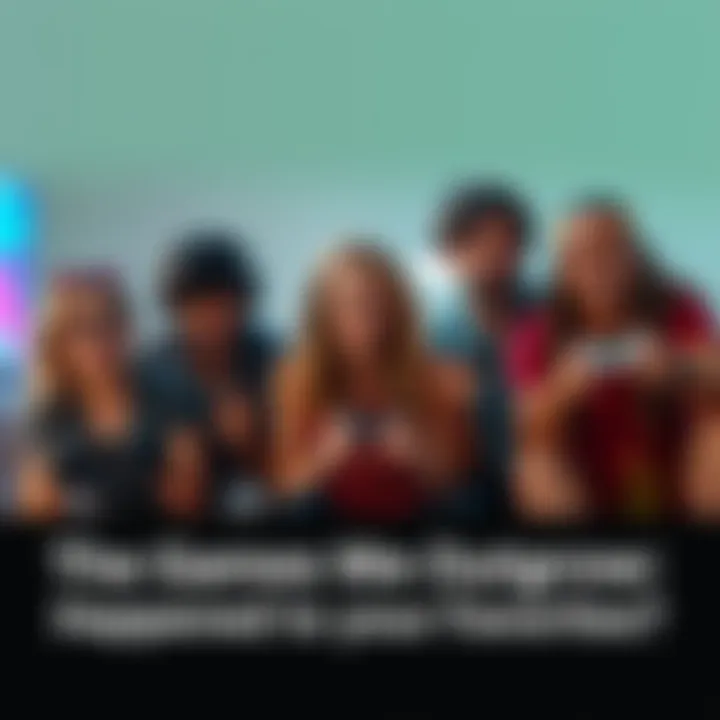 People playing video games Group of friends sitting together, some holding game controllers, looking frustrated with outdated games