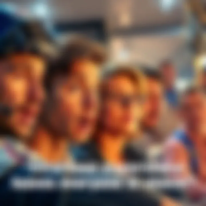 A group of people with expressions of surprise and curiosity, looking at an unusual event happening in front of them.
