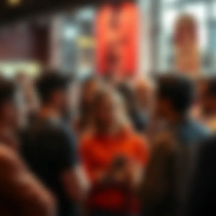 A diverse group of people gathered, discussing current events and sharing their opinions in a lively atmosphere.