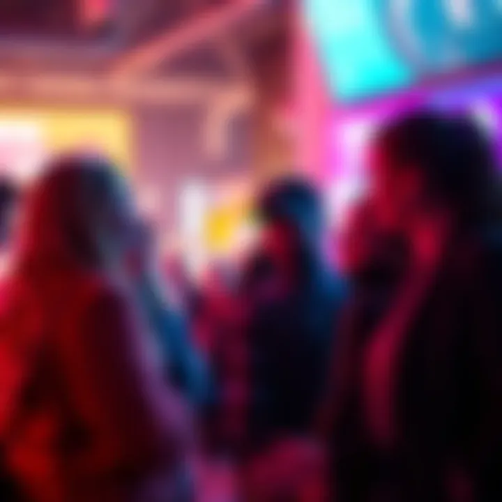 A group of diverse people discussing their preferences for authentic content in a vibrant setting.