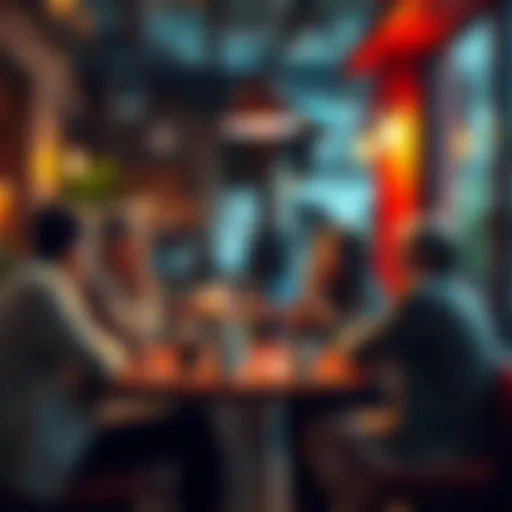 A group of people sitting together, discussing and sharing thoughts over coffee in a cozy café.