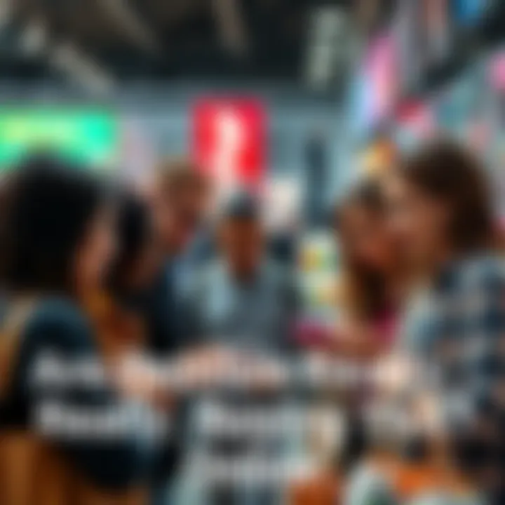 A group of people looking at products on a website and discussing their purchases.