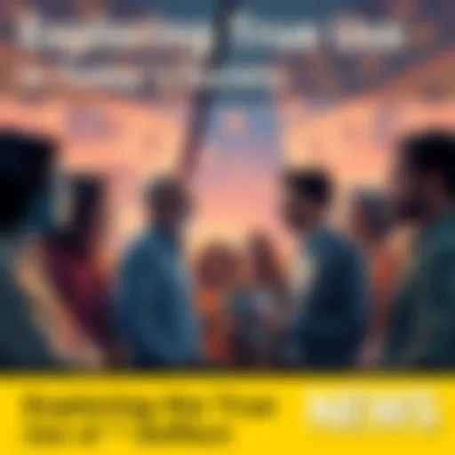 A group of diverse people engaging in conversation, with visual symbols representing Deflect influencing their interactions.