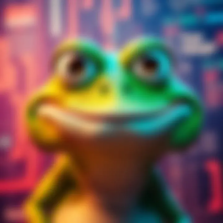 A cartoon character resembling a frog, with a wide grin showing teeth, indicating a mix of humor and dismay, set against a colorful digital background.