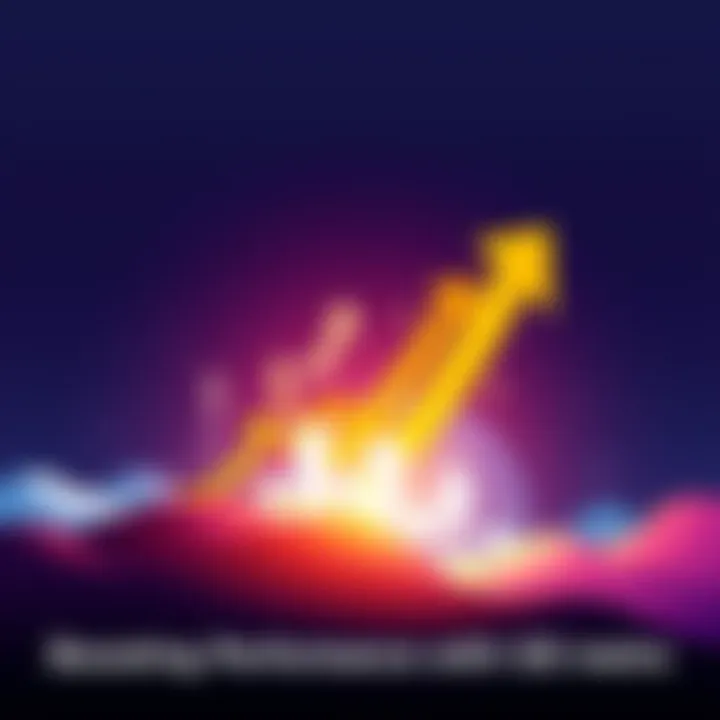 Performance Boost with GS Mains Illustration showing different sectors like business, sports, and education with arrows pointing upwards, representing improved performance metrics due to GS mains ego.