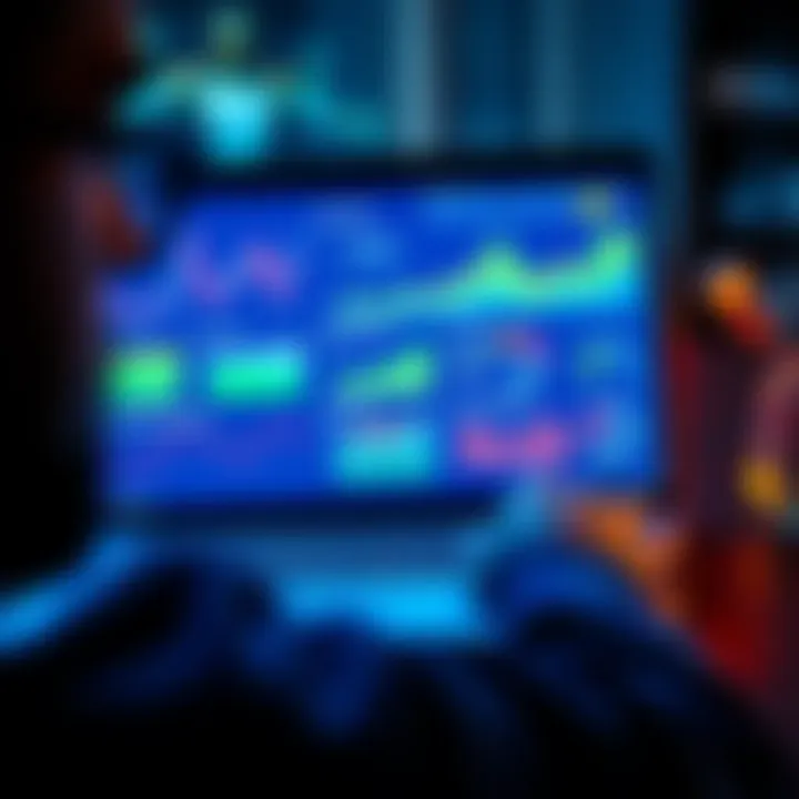 Performance Stats Evaluation A person analyzing performance statistics on a laptop with charts and graphs displayed on the screen.