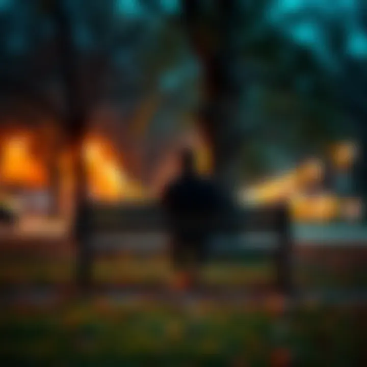 A person looks downcast while sitting alone on a park bench, reflecting on feelings of loss