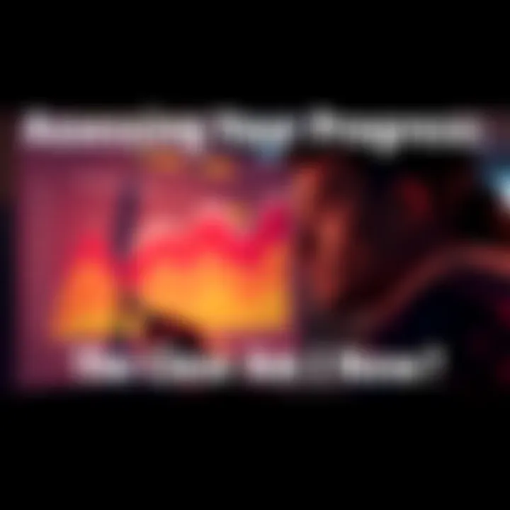 Individual looking at a progress chart and reflecting on personal goals