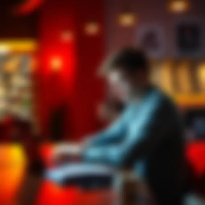 A person sitting at a table, looking disappointed while checking online forums on a laptop each morning.
