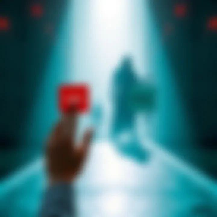 A person looks at two choices, one labeled 'Safe' and the other 'Risky', with a shadowy figure representing villain waiting in the background.