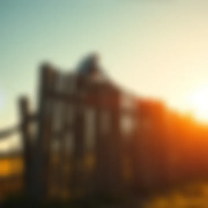 A person taking action by climbing over a wooden fence to overcome an obstacle
