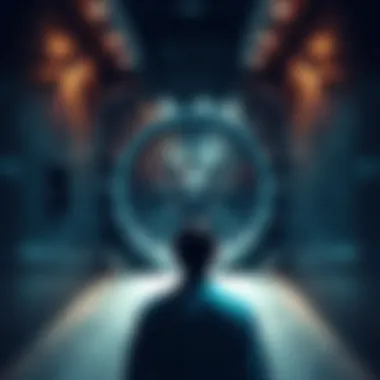 A thoughtful person looking at a large vault door, weighing the decision to own one.