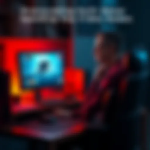 A person sitting at a desk, looking thoughtfully at a new video game on their computer screen, reflecting on spending money after a rough upbringing.