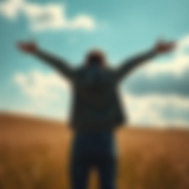 A person stands with open arms in a bright field, symbolizing acceptance and positivity towards change in relationships.