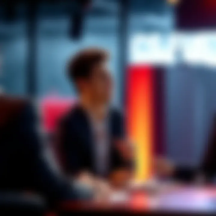 A person confidently discussing with another, showcasing effective communication skills during a debate