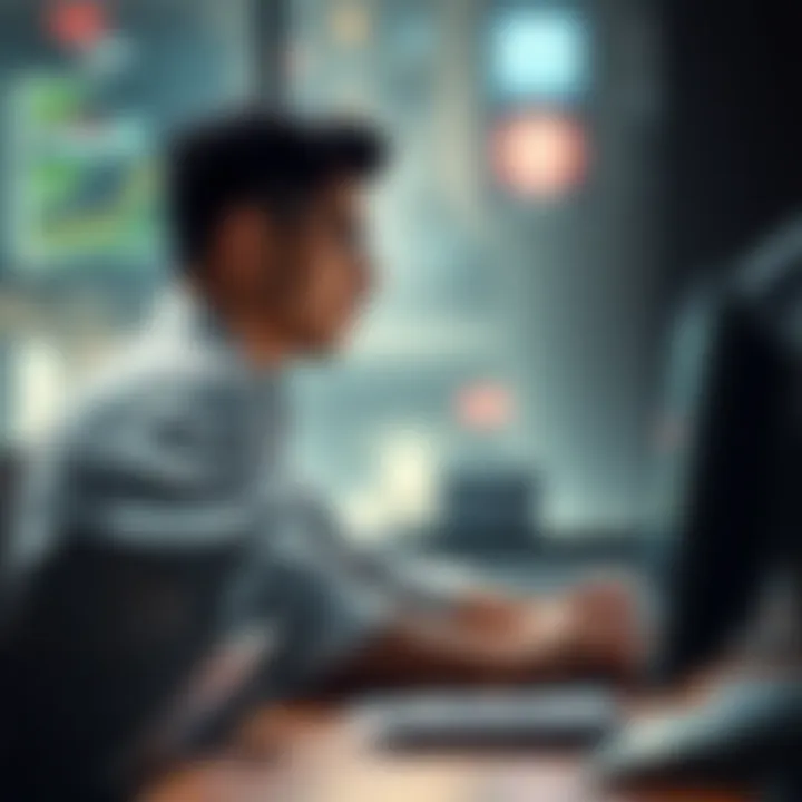 Person erasing digital presence A figure sitting at a computer, looking contemplative while deleting files and applications, symbolizing the desire to erase their digital footprint.