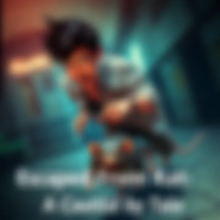 A person running away with a startled expression as a rat scurries behind them