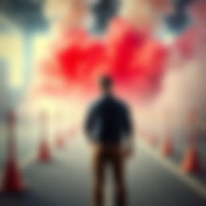 Person facing obstacles during a winning streak A person looks frustrated while standing in front of unexpected challenges, symbolizing setbacks during a time of success.