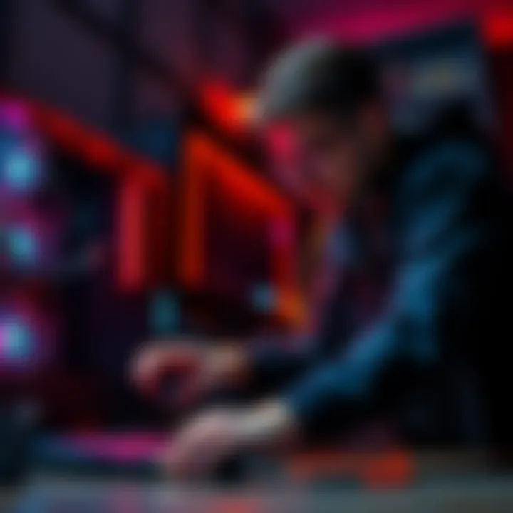 A person carefully grounding themselves while building a PC to prevent damage.